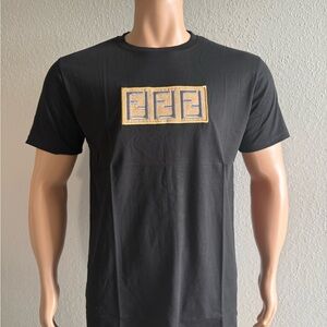 Fendi Black T-Shirt with Gold Logo size xl